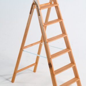 Scala in legno di abete a libro con piattaforma rinforzata - Gradini 9