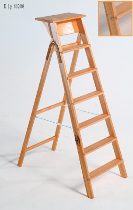 Scala in legno di abete a libro con piattaforma rinforzata - Gradini 9