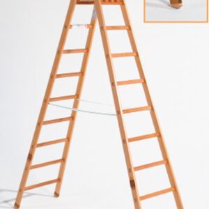 Scala in legno di abete a libro a doppia mandata con pedana - Gradini 11